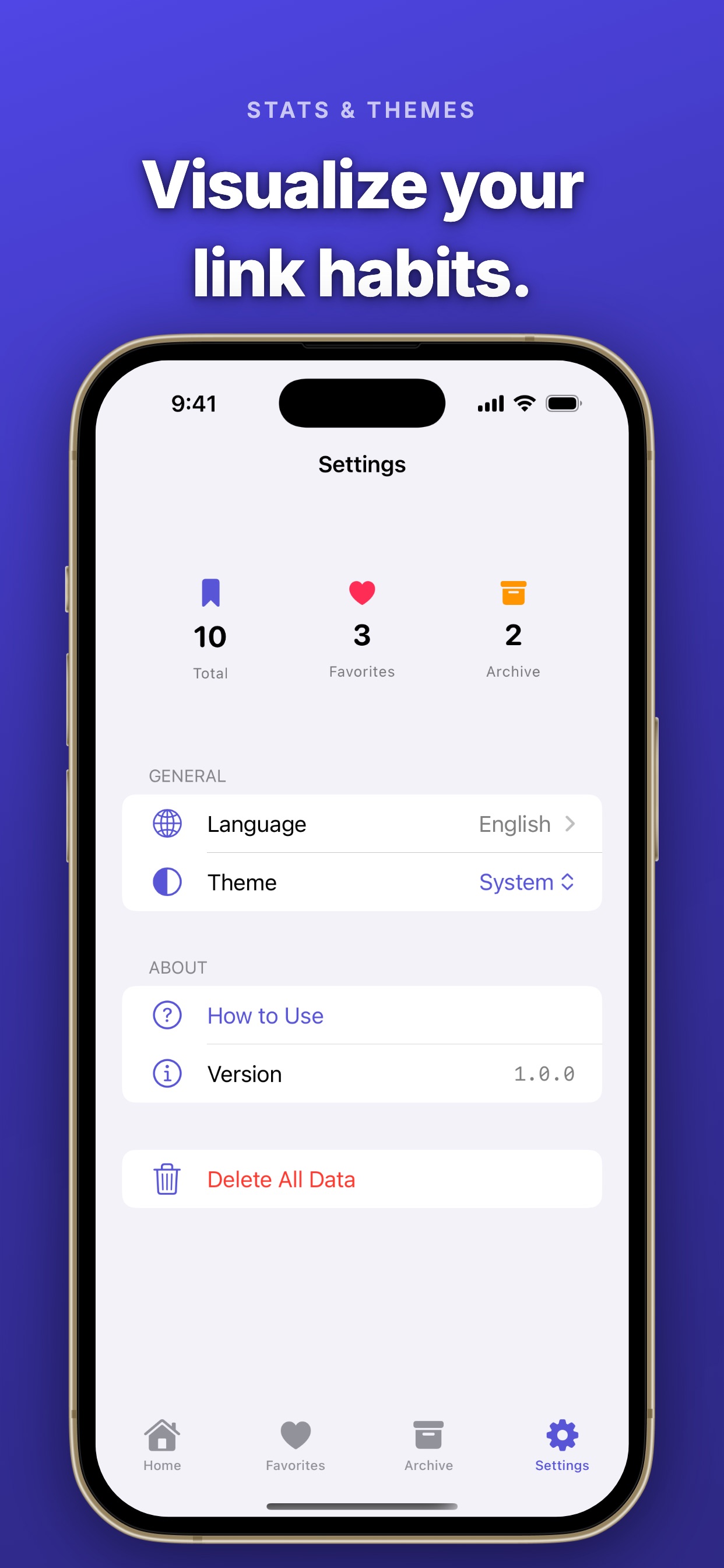 LinkStock settings screen